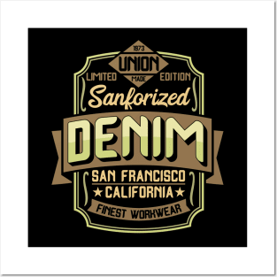 Denim style california casual san francisco finnest vintage retro badge Posters and Art